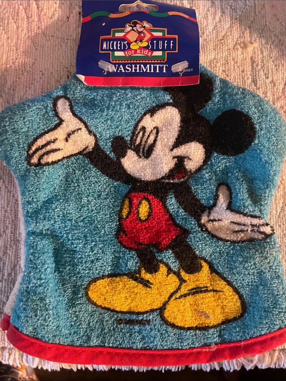 Disney Mickey Mouse Blue Washmitt with Red, Yellow and Black Accents